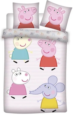 Gurli gris sengetøj 140x200 cm - Gurli gris - Lyserødt - 2 i 1 design - 100% bomuld